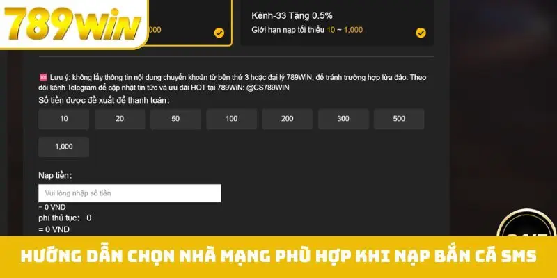 Hướng dẫn chọn nhà mạng phù hợp khi nạp bắn cá SMS